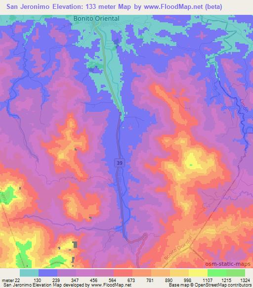 San Jeronimo,Honduras Elevation Map