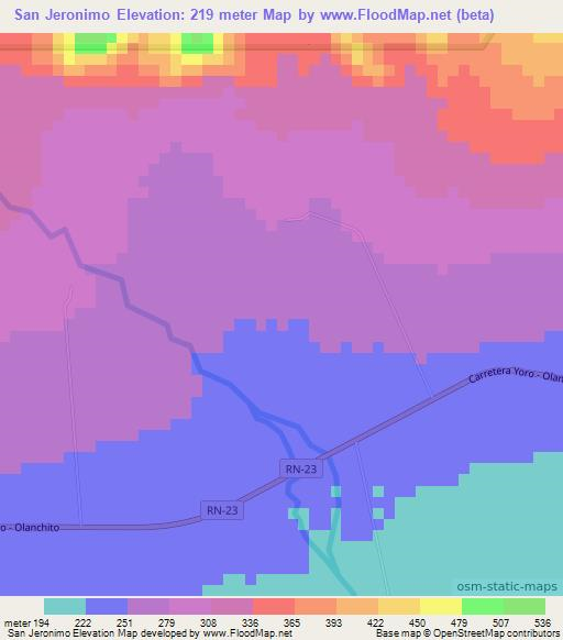 San Jeronimo,Honduras Elevation Map