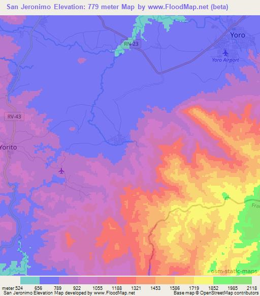 San Jeronimo,Honduras Elevation Map