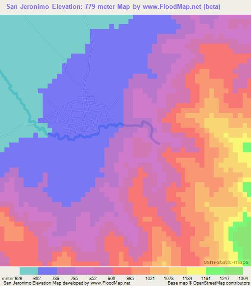 San Jeronimo,Honduras Elevation Map