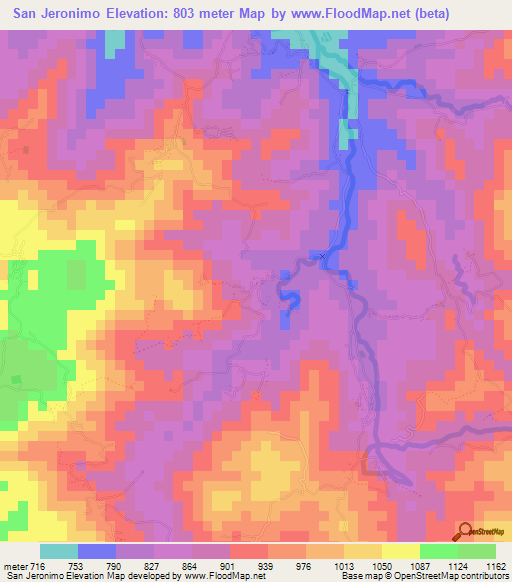 San Jeronimo,Honduras Elevation Map