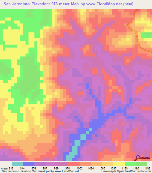 San Jeronimo,Honduras Elevation Map