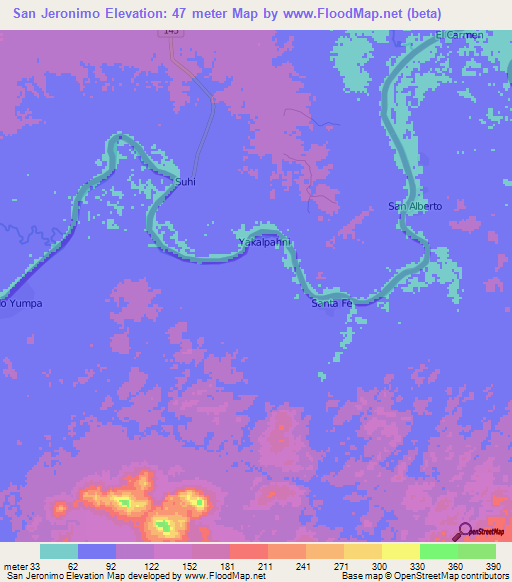 San Jeronimo,Honduras Elevation Map