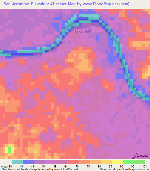 San Jeronimo,Honduras Elevation Map