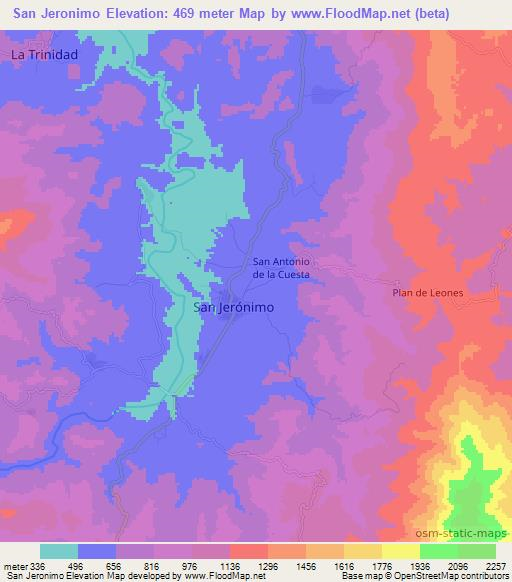 San Jeronimo,Honduras Elevation Map