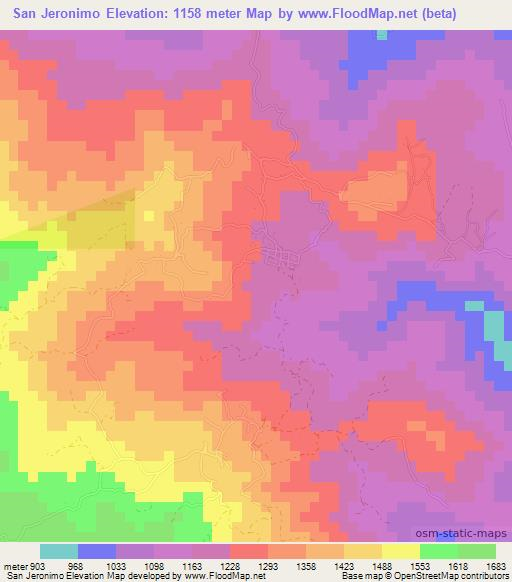 San Jeronimo,Honduras Elevation Map