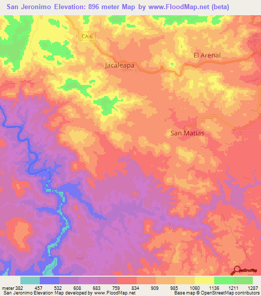 San Jeronimo,Honduras Elevation Map