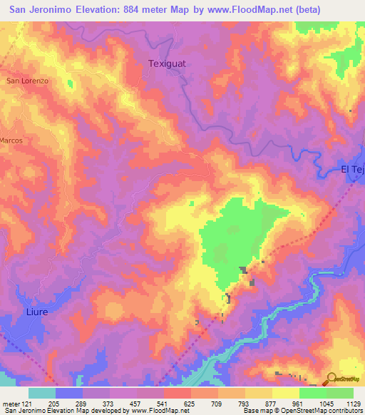 San Jeronimo,Honduras Elevation Map
