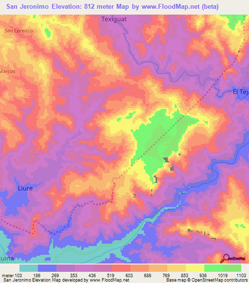 San Jeronimo,Honduras Elevation Map