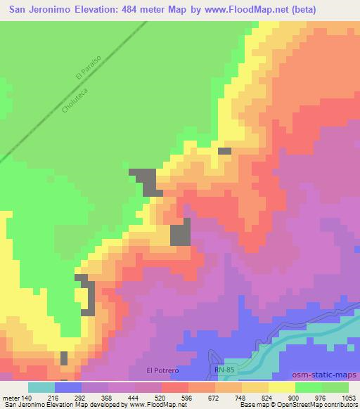 San Jeronimo,Honduras Elevation Map