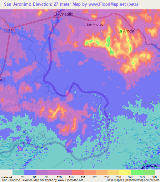 San Jeronimo,Honduras Elevation Map