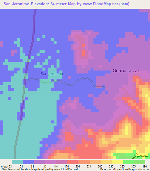 San Jeronimo,Honduras Elevation Map