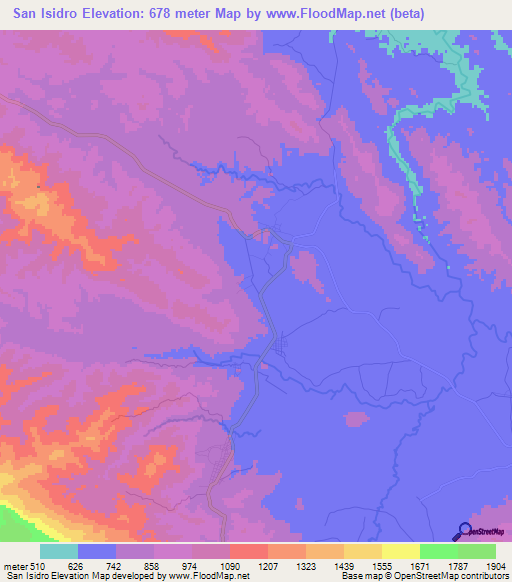 San Isidro,Honduras Elevation Map