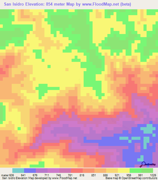 San Isidro,Honduras Elevation Map