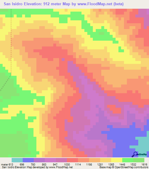 San Isidro,Honduras Elevation Map
