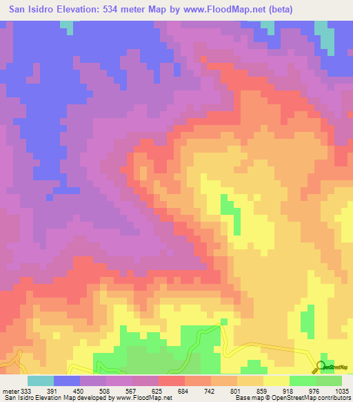 San Isidro,Honduras Elevation Map