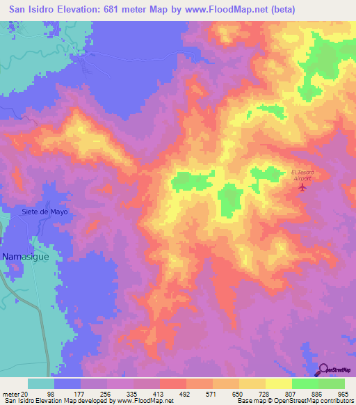 San Isidro,Honduras Elevation Map