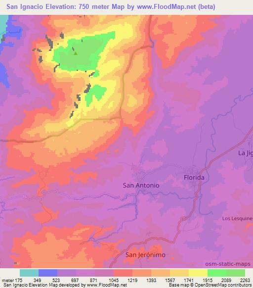 San Ignacio,Honduras Elevation Map