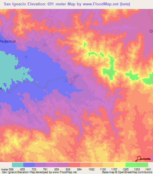 San Ignacio,Honduras Elevation Map