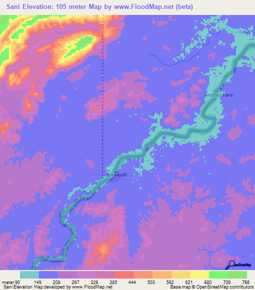 Sani,Honduras Elevation Map