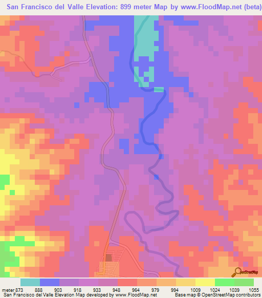 San Francisco del Valle,Honduras Elevation Map