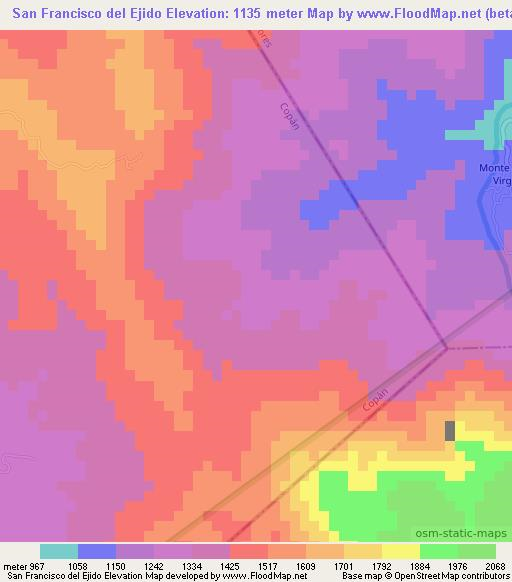 San Francisco del Ejido,Honduras Elevation Map