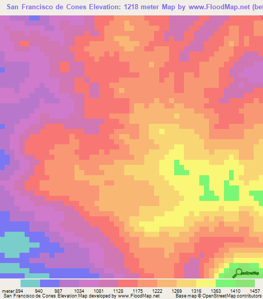 San Francisco de Cones,Honduras Elevation Map