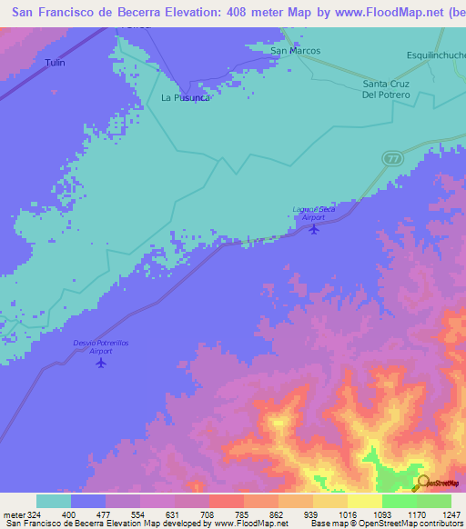 San Francisco de Becerra,Honduras Elevation Map