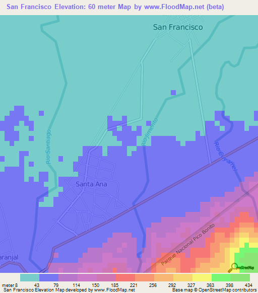 San Francisco,Honduras Elevation Map