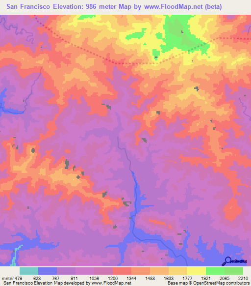 San Francisco,Honduras Elevation Map