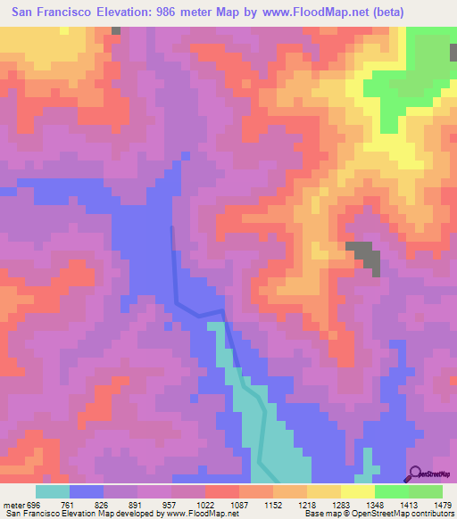 San Francisco,Honduras Elevation Map