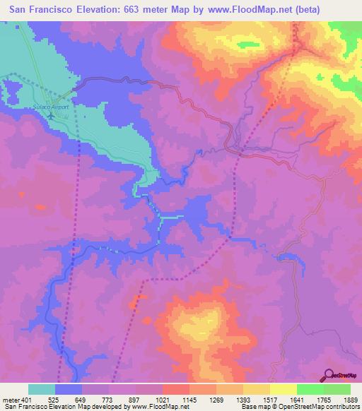 San Francisco,Honduras Elevation Map