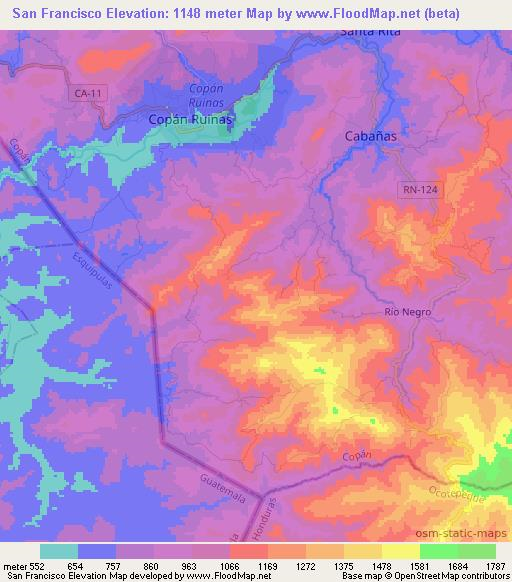 San Francisco,Honduras Elevation Map