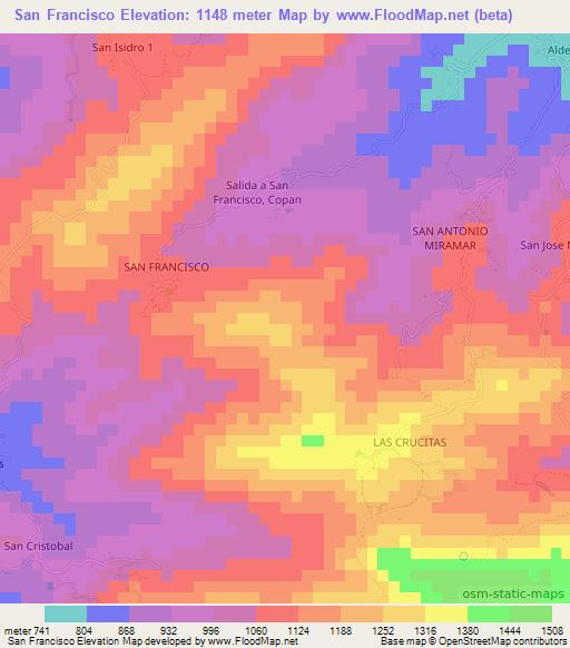 San Francisco,Honduras Elevation Map