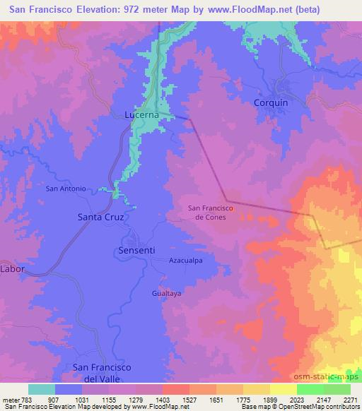 San Francisco,Honduras Elevation Map