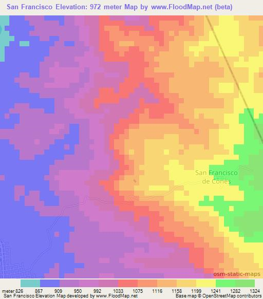 San Francisco,Honduras Elevation Map