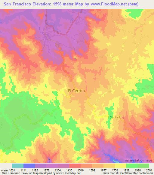 San Francisco,Honduras Elevation Map
