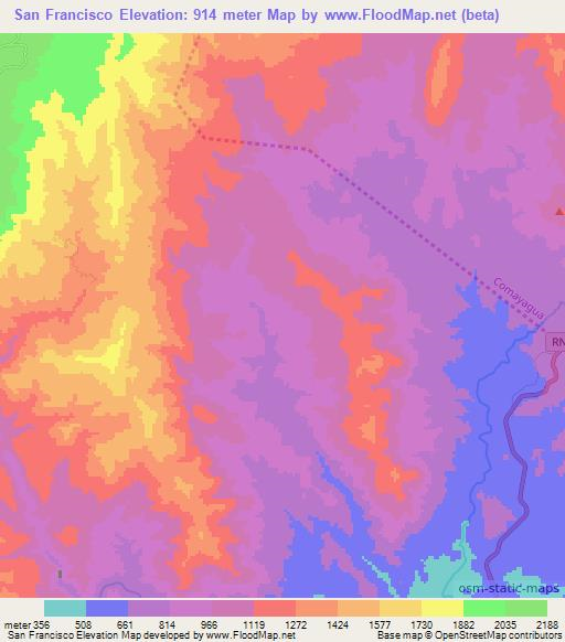 San Francisco,Honduras Elevation Map