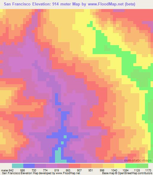 San Francisco,Honduras Elevation Map