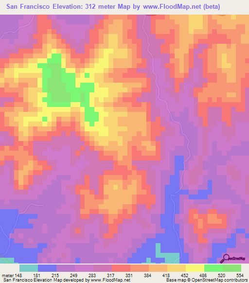 San Francisco,Honduras Elevation Map
