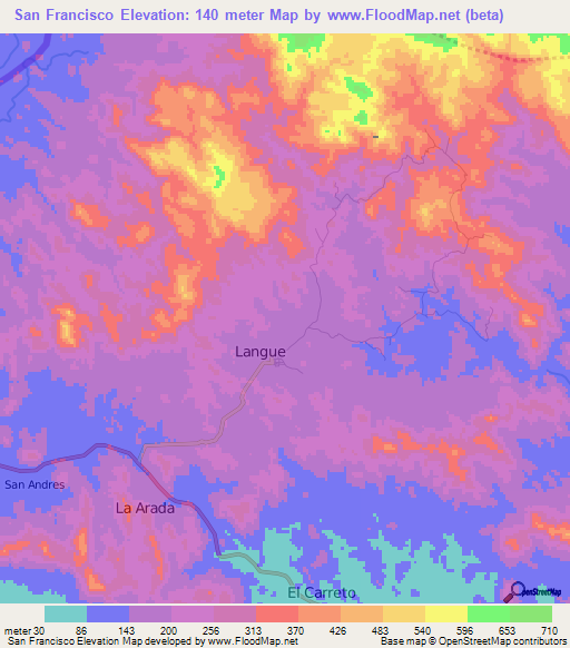 San Francisco,Honduras Elevation Map