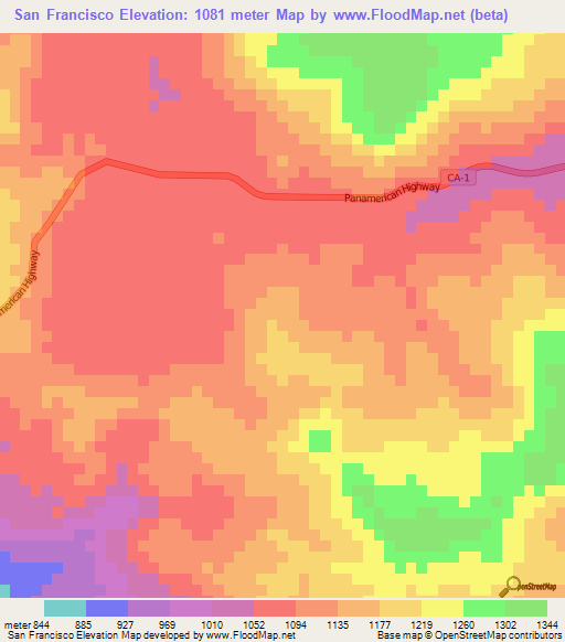 San Francisco,Honduras Elevation Map