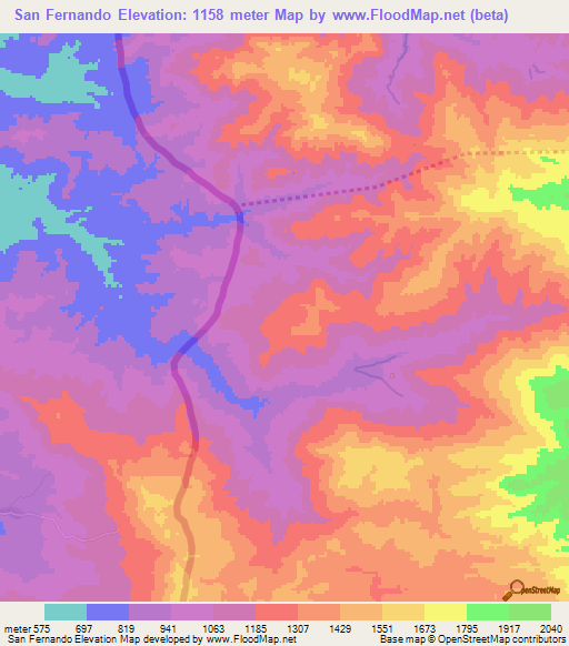 San Fernando,Honduras Elevation Map