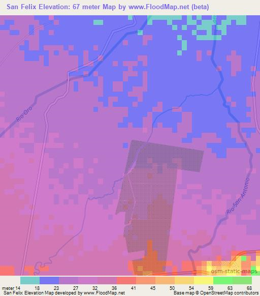 San Felix,Honduras Elevation Map