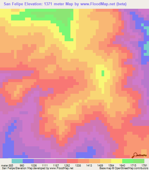 San Felipe,Honduras Elevation Map