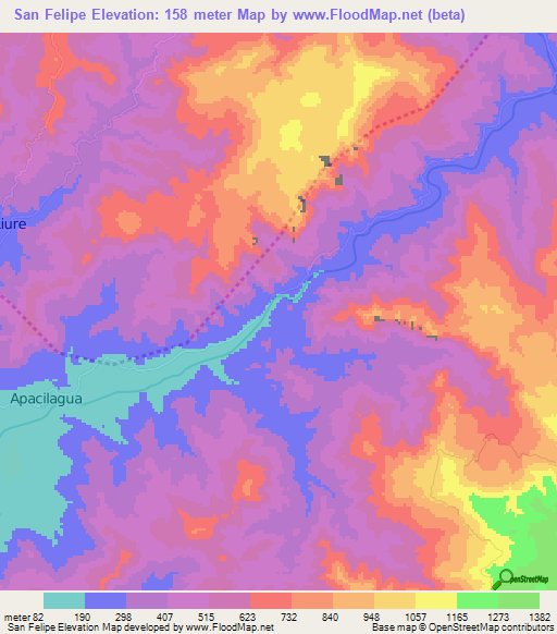 San Felipe,Honduras Elevation Map
