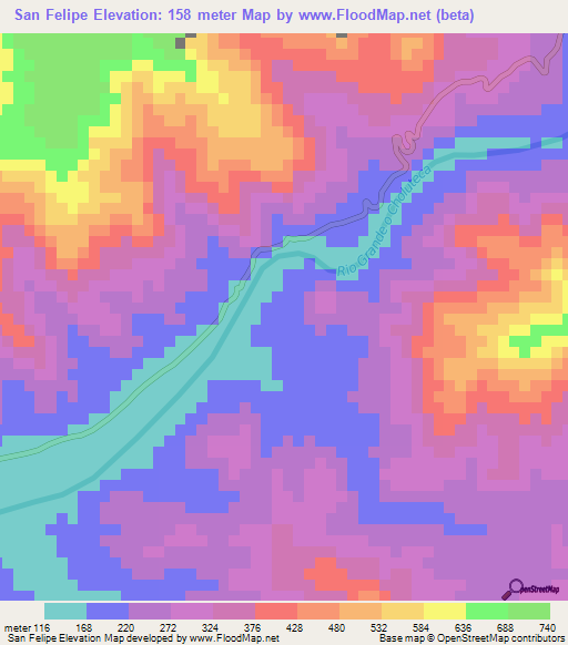 San Felipe,Honduras Elevation Map