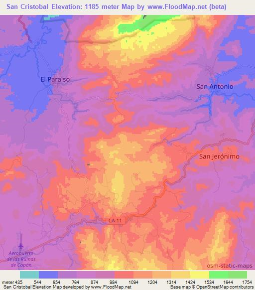 San Cristobal,Honduras Elevation Map