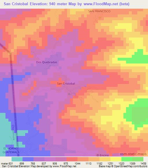 San Cristobal,Honduras Elevation Map