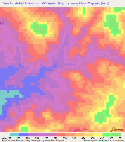San Cristobal,Honduras Elevation Map